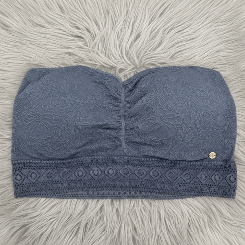 Lucky Brand Blue Floral Lace Bandeau Bralette - Size Medium